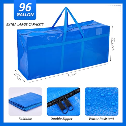6 Pcs 96 Gallon Extra Large Moving Bags Heavy Duty Storage Bag (96 Gallon / Blue)