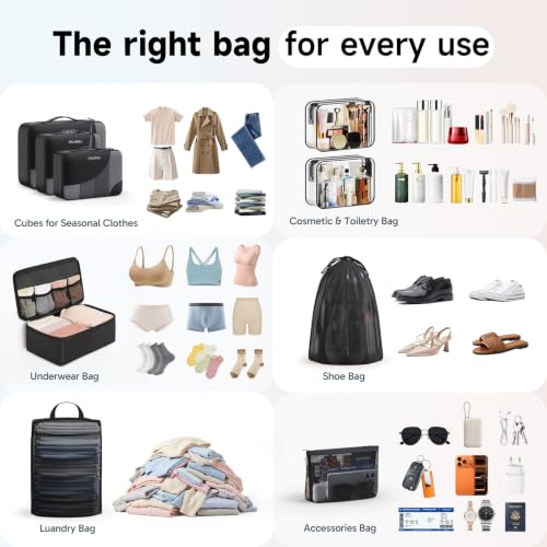 Packing Cubes for Travel (03 Black)