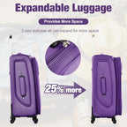 Softside Luggage Set Lightweight 3 Piece Suitcase with Duffel Bag (Softside Luggage(22/26/30) / Purple + bags)