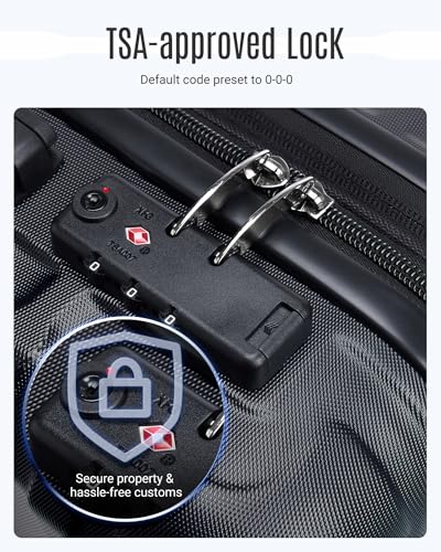 Luggage Sets 3 Pcs Suitcase with Wheels (Black / 3-Piece Set-20 Inch/24 Inch/28 Inch)