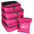5 Set Packing Cubes for Travel Large Suitcase Luggage Organizer Bags Travel Accessories Vacation 4 Cubes 1 Laundry Pouch Bag (Rose)