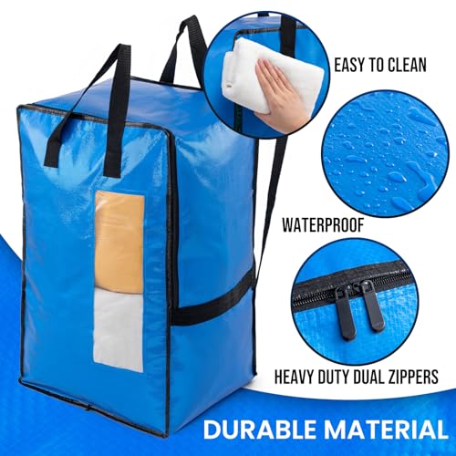 4 Pack Blue Moving Bags W (blue / 4 Large+)