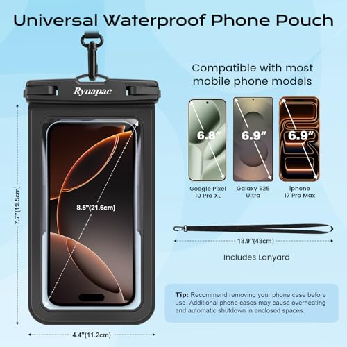 Waterproof Phone Pouch [Up to 8.5"] ([Black + Black])