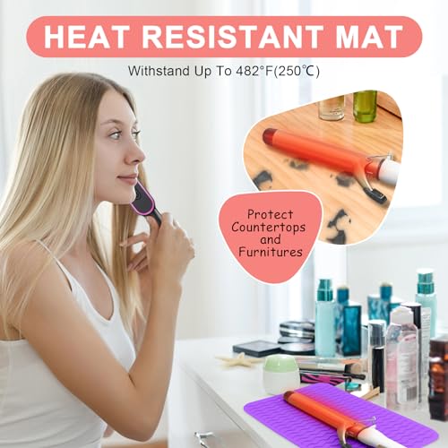 Plus Size Silicone Heat Resistant Mat for Hair Tools (Purple)