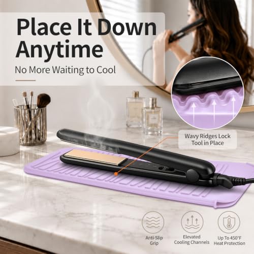Silicone Heat Resistant Travel Mat for Hair Iron (1 Pack / Pink Mauve)