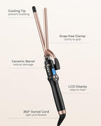 Small Curling Iron, 1/2 Inch Long Barrel for Short Hair, Ceramic Skinny Curling Wand