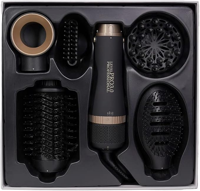 Hair Dryer Brush, 5 in 1 Complete Kit with Negative Ion, 3 Heat Settings, Hot Air Blowout Brush for Hair Straightening, Drying, Volumizing, Curling