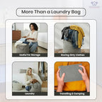 LFH Home Cotton Rich Canvas Extra Large Laundry Bag with Handle (28”x40” / Grey)