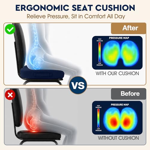 Seat Cushion Memory Foam Office Chair Cushion (XXX-Large / Blue)