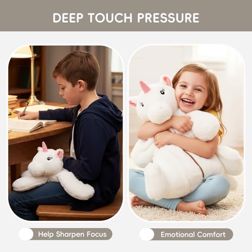 Weighted Lap Pad for Kids 7 lbs (57-white Unicorn Design / 22" x 16" | 7lbs)