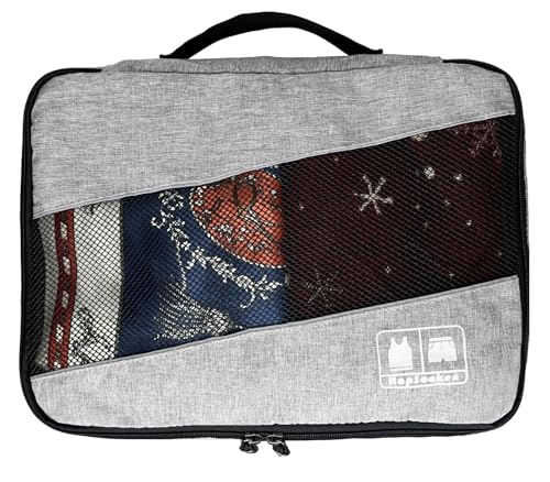 5 Set Packing Cubes for Travel Large Suitcase Luggage Organizer Bags Travel Accessories Vacation 4 Cubes 1 Laundry Pouch Bag (Snow Gray)