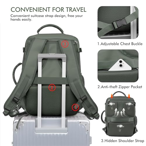 Travel Backpack for Men Women (Olive-green / Large)
