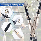 Fishing Rod and Reel Combo (1 Rod & 1 Reel Spinning Fishing Combo - Portable Fishing Rod Bag / 2.4M/8FT - B)
