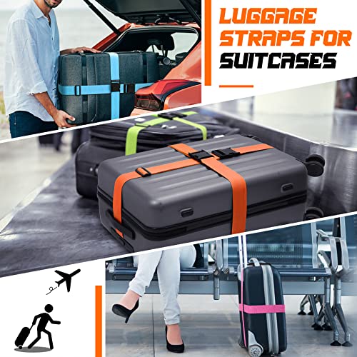 12 Pack Luggage Straps Suitcase Belts Wide Adjustable Packing Straps Travel Belts Accessories for Business Packing (Multicolor)