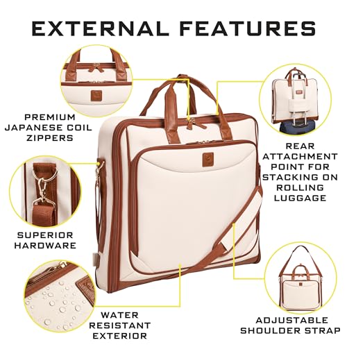 Premium travel garment bag. Carry (Beige)