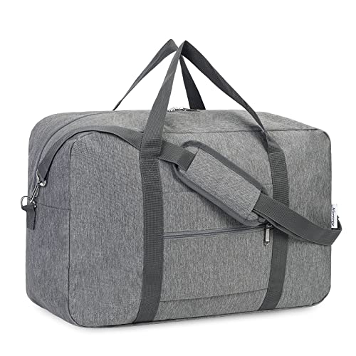 For Spirit Airlines Personal Item Bag 18x14x8 Foldable Travel Duffel Bag Tote Duffle Carry on Luggage for Women and Men 30L (Grey / 30L)