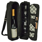 Insulated Wine Tote with 2 Wine Glasses (Charcoal)
