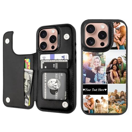 Custom Wallet Phone Case for iPhone 16 Pro (Black-D / iPhone 16 Pro)
