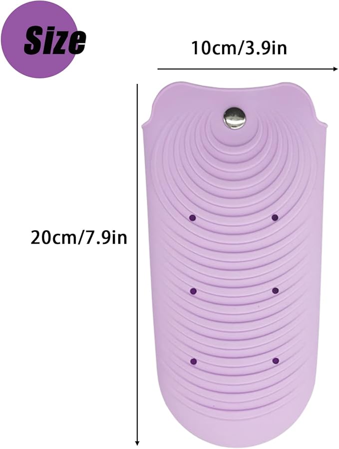 Heat Insulating Silicone Mat Pouch for Hair Styling Tools, Curling & Flat Irons Anti-Slip Travel Cover, Small Portable Straightener Pad for Curler Wands Storage, Hot Waver (Purple)