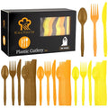 90 Pcs Fall Thanksgiving Plastic Cutlery Set (Orange, Yellow, Brown)
