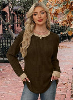Chocolate Brown Fall Clothes Plus Size Fall Fashion Must Haves Womens Tops Long Sleeve Shirts for Women Oversized Sweaters School Outfits Tops for Teachers Winter Clothing for Women (XX-Large / 05-brown)