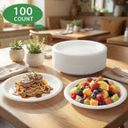 100 pcs 10 Inch White Plastic Plates (White / 100 Pcs)