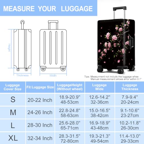 Luggage Cover Washable Suitcase Protector Anti (Cherry Blossom / M(fits 24-26Inch suitcase))