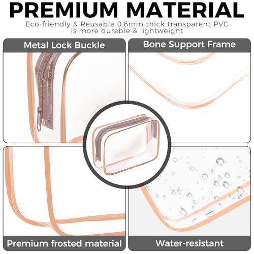 Clear Makeup Bag (4 Packs Rose Pink)