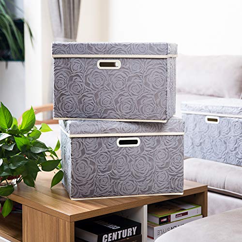 Large Storage Boxes with Lids [3 (Gray / Large(3-Pack))
