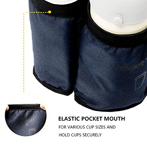 Luggage Travel Cup Holder Free Hand Drink Carrier (4. Hook & Loop: Navy)