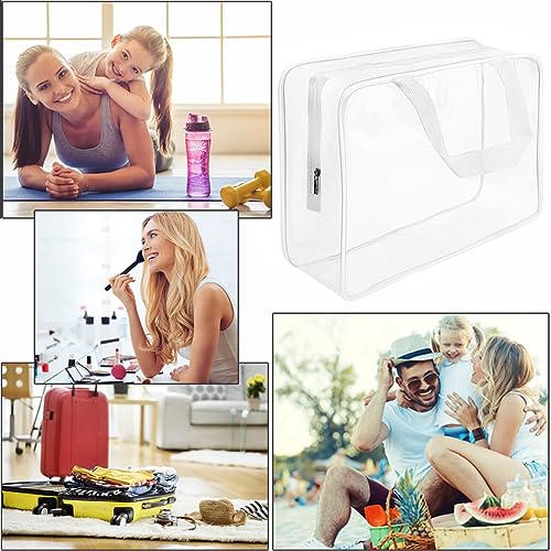 4Pcs Crystal Clear PVC Travel Toiletry Bag Kit for Women Men (4pcs White / 1 Large, 2 Medium, 1 Small)