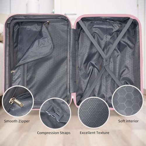 Luggage Sets 6 Piece (Pink / 6 Piece Set (18/20/24/28/DB/TB))