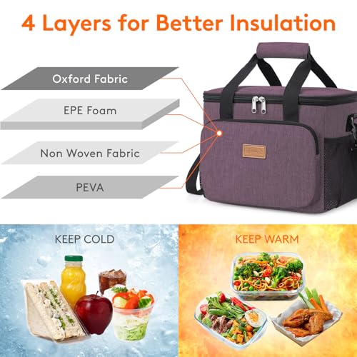 Insulated Lunch Box for Men (Purple / Medium(9L))