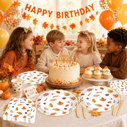 40PCS Fall Paper Plates and Napkins Set (Green)