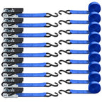 8 Pack Ratchet Tie Down Straps (8PK-1Inch / Blue)