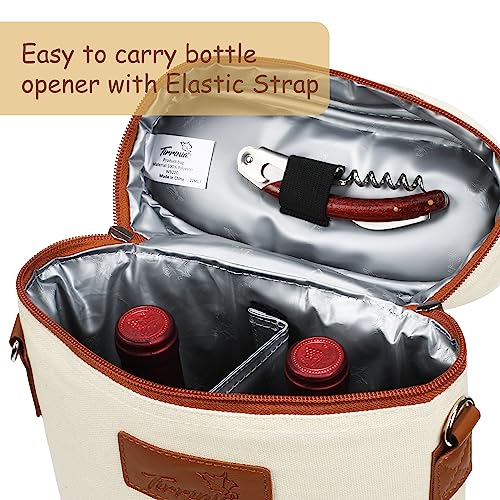 2 Bottle Insulated Wine Tote Carrier Bag (Beige / 2 Bottle-without front pocket)