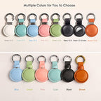 Genuine Leather Keychain Holder Compatible with Airtag ([1 Pack] Black V2.0)