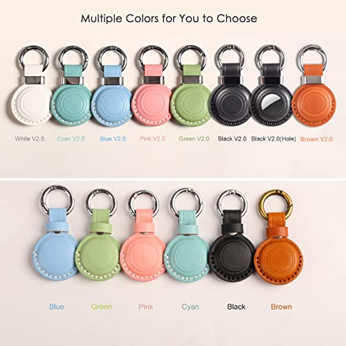 Genuine Leather Keychain Holder Compatible with iTag ([1 Pack] Green V1.0)