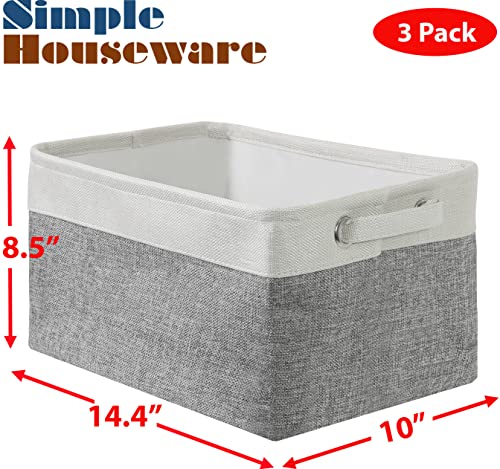 14.4" x 10" Slim Large Fabric Storage Bin (Grey / Slim - 14.4" x 10" x 8.5")