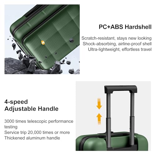 24 Inch Expandable Checked Luggage Hard Shell Suitcase (24 inch / Dark Green)