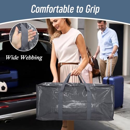 6 Pack Extra Heavy Duty Large Moving Bags with Strong Zipper (Gray / 6 Pack)