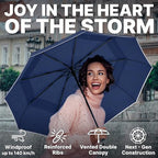 Compact Travel Umbrella for Rain (Dark Blue)