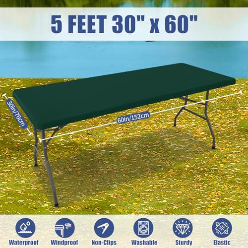 2 Pack Rectangle Spandex Fitted Table Cloth (Hunter Green / 60" x 30" (Rectangular))