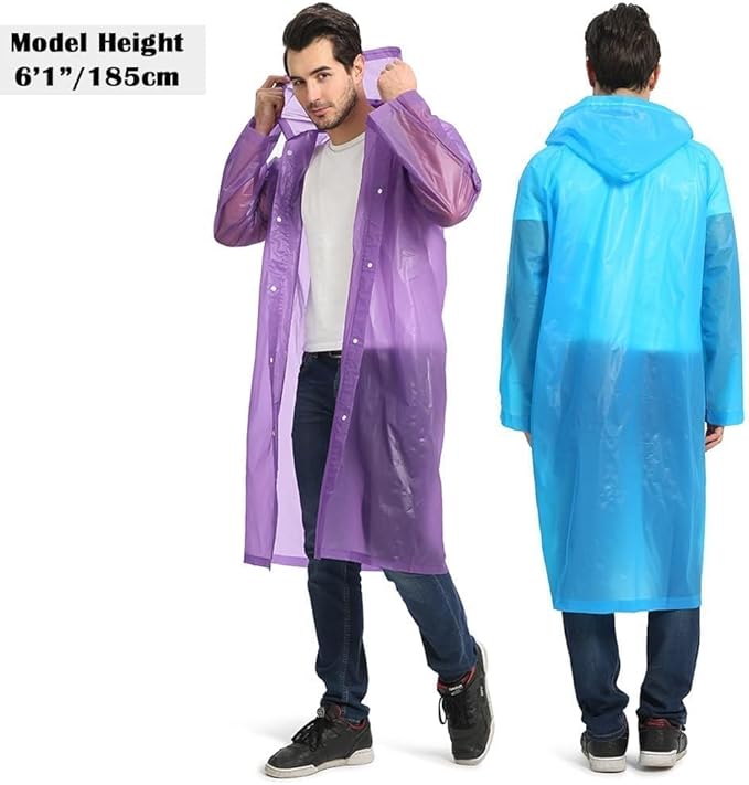 Opret 2 Pack Raincoats for Adults Reusable, EVA Rain Ponchos Lightweight Rain - Image 5