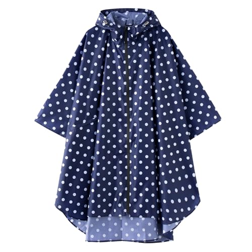 Cloak raincoat Unisex poncho Adult hooded men and women with pockets Mountaineering hiking rainstorm prevention (One Size / Blue Point)