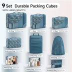 Packing Cubes for Travel (10 Dark Blue Floral)