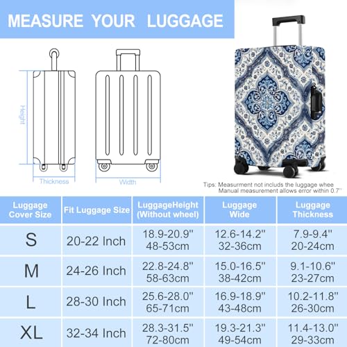Blue Pattern Luggage Cover Washable Suitcase Protector Anti (Blue pattern / S(20-22inch suitcase))