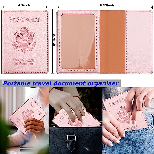 Rose Gold & Gray Passport Holder for Travel (A-rose gold & dark gray / Minimalist)