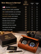Watch Travel Case for Men Leather Watch Roll for Travel Organizer and Display Watch Case 2 Slots Full Grain Leather Tawny Brown