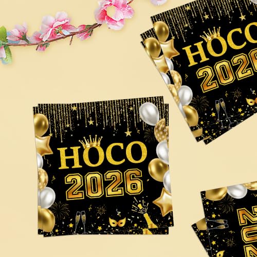 50 Pcs Hoco 2026 Napkins Homecoming Decorations 6.5 x 6.5 Inches (HOCO 2026)